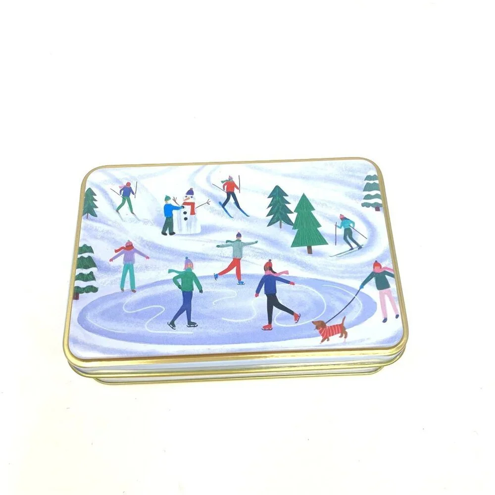 3 Assorted Target Bullseye Winter Scene Mini Gift Tins NWT Decor Houses Skating